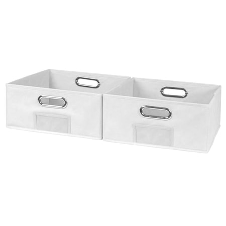 Cubo Half-Size Foldable Fabric Storage Bins, White - Set Of 2